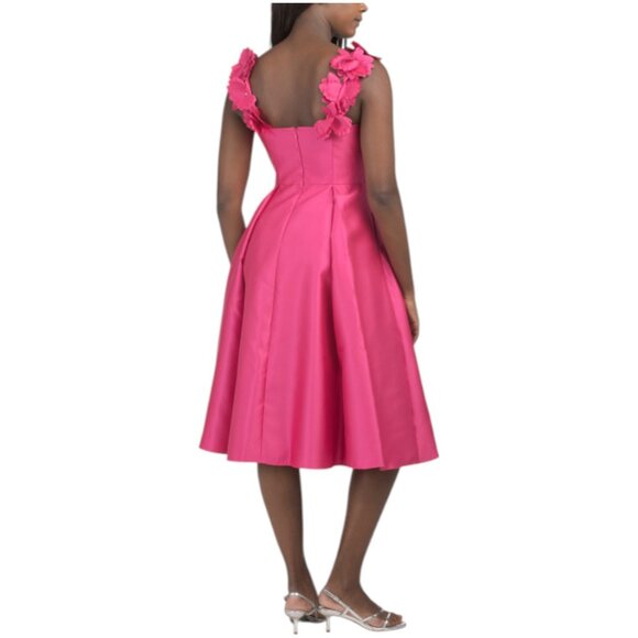 ADRIANNA PAPELL 3d Floral Applique Midi Cocktail Dress - Picture 2 of 3